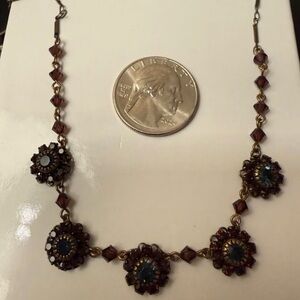 Liz Palacios necklace blue and red Swarovski crystals